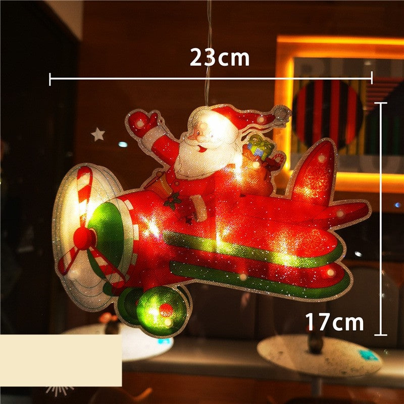 Decoratiune De Craciun Pentru Fereastra, Model Avion Cu 20 LED-uri, Efect Flash Si Fixare Cu Ventuza, Plastic, 23 cm, Alb Cald