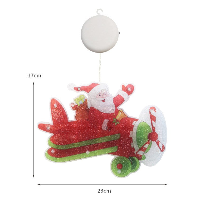 Decoratiune De Craciun Pentru Fereastra, Model Avion Cu 20 LED-uri, Efect Flash Si Fixare Cu Ventuza, Plastic, 23 cm, Alb Cald