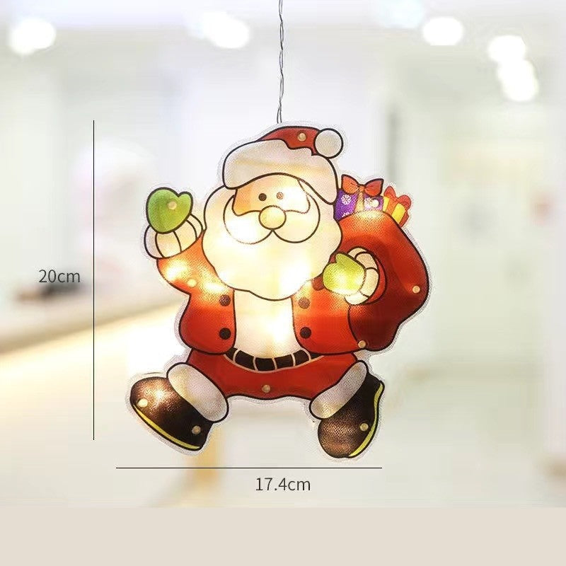 Decoratiune De Craciun Pentru Fereastra, Model Mos Craciun Cu Sac, 20 LED-uri Cu Efect Flash, Prindere Cu Ventuza, Alimentare Cu Baterii, Plastic, 22 cm, Alb Cald
