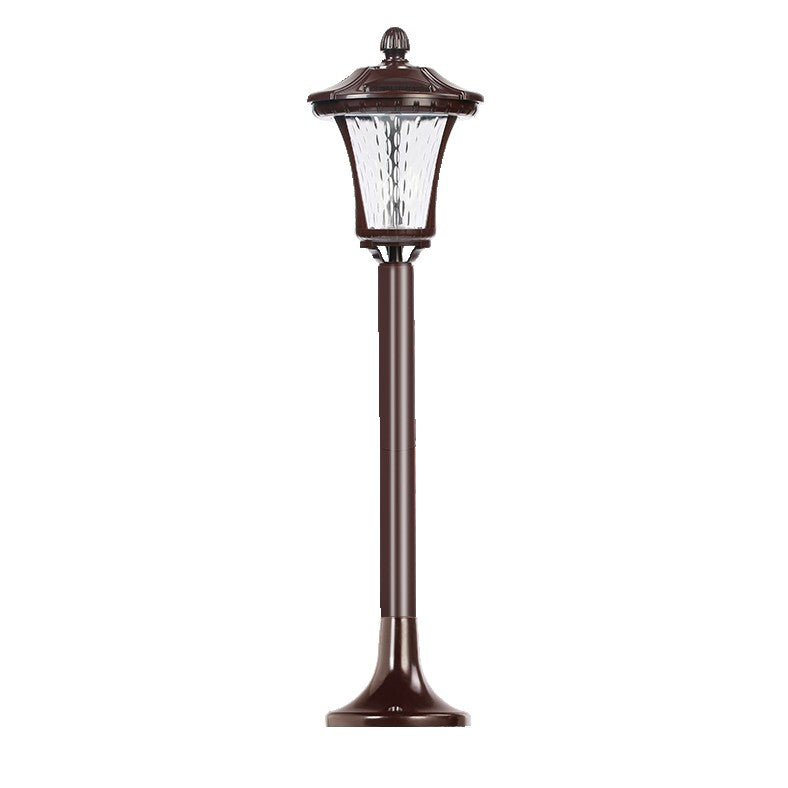 Lampa Solara Tip Felinar cu Fixare in Pamant, LED 5W, Protectie Exterior IP65, ABS Maroniu, Inaltime 65 cm, Lumina Alb Rece