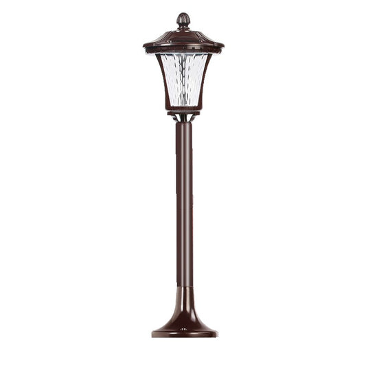 Lampa Solara Tip Felinar cu Fixare in Pamant, LED 5W, Protectie Exterior IP65, ABS Maroniu, Inaltime 65 cm, Lumina Alb Rece