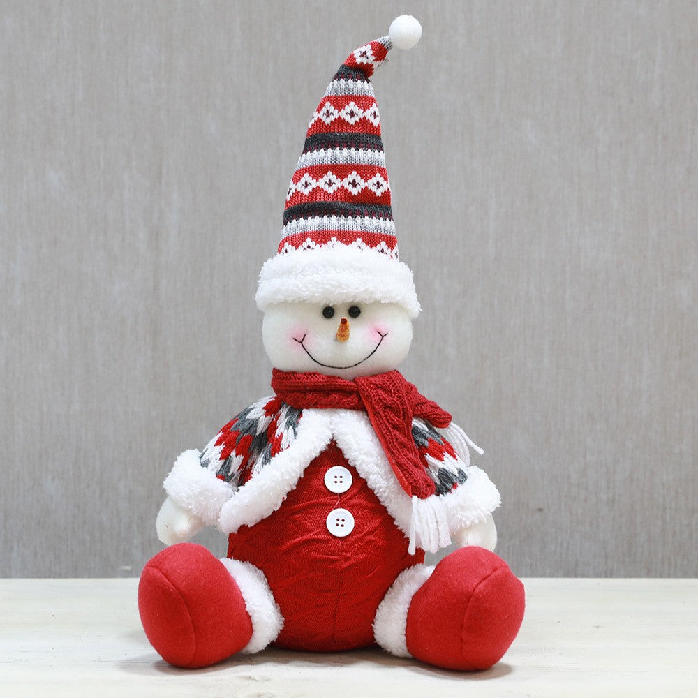 Decoratiune Craciun Om De Zapada, Figurina Decorativa Pentru Interior, Material Plus Moale, Rosu Cu Alb, 43x17 cm (Inaltime Maxima 55 cm)