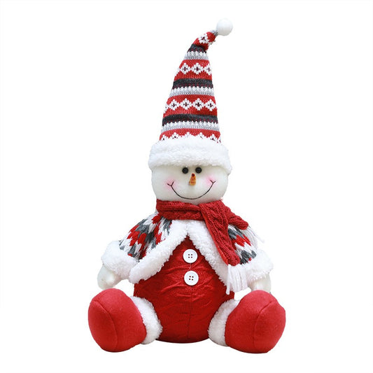 Decoratiune Craciun Om De Zapada, Figurina Decorativa Pentru Interior, Material Plus Moale, Rosu Cu Alb, 43x17 cm (Inaltime Maxima 55 cm)