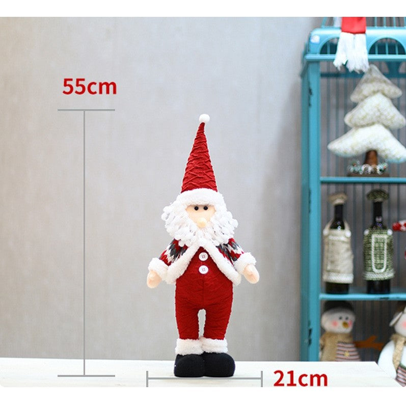 Figurina Mos Craciun, Decoratiune De Craciun Pentru Interior, Material Textil Si Plastic, Rosu Si Alb, Inaltime 55 cm