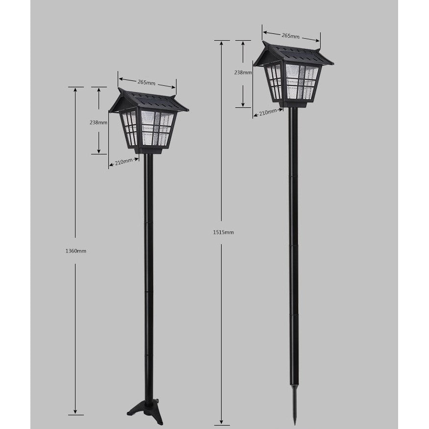 Lampa Solara Tip Stalp Pentru Gradina, Inaltime 136 cm, 666 Lumeni, Rezistenta la Intemperii, Otel si ABS, Alb Rece, 6000K