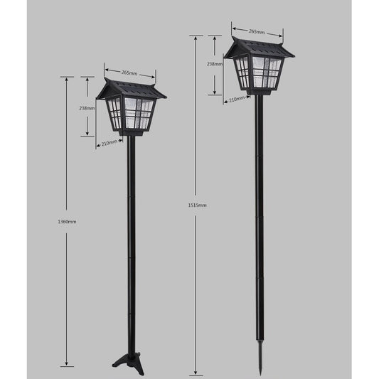 Lampa Solara Tip Stalp Pentru Gradina, Inaltime 136 cm, 666 Lumeni, Rezistenta la Intemperii, Otel si ABS, Alb Rece, 6000K