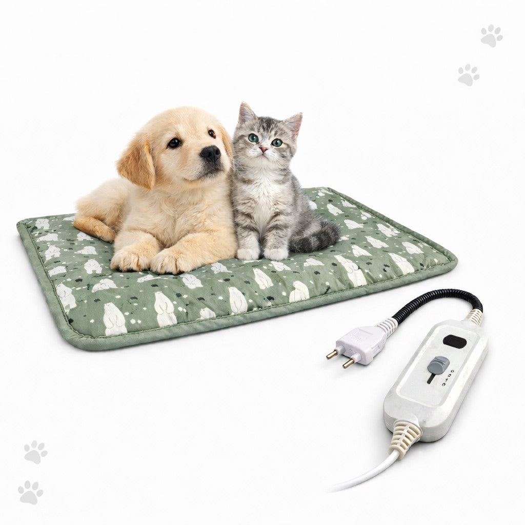Patura Electrica pentru Animale de Companie, Perna Incalzita pentru Caini si Pisici, 3 Trepte de Temperatura, Protectie PVC, Suprafata Anti-Alunecare, 28 W, 45 x 45 cm, Gri