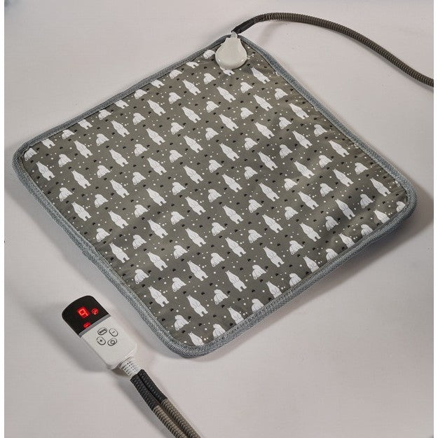 Patura Electrica pentru Caini si Pisici, Perna Incalzita cu 2 Trepte de Temperatura, Protectie Anti-alunecare, Material PVC Rezistent, 25W, 45 x 45 cm, Gri