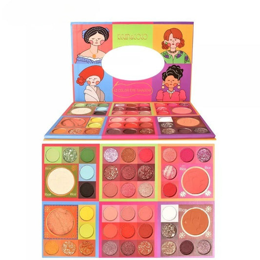 Kevin&Coco Paleta Farduri de Pleoape, Trusa Machiaj cu 42 Culori Pigmentate, Textura Mata Metalica Sidefata si Gliterata, 42 Nuante Diverse Multi-Colorat