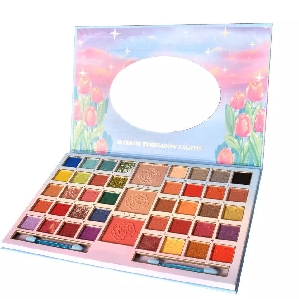 Kevin&Coco Trusa Machiaj Profesionala, Paleta Farduri de Pleoape cu 43 Culori Pigmentate, Textura Mata, Metalica si Sidefata, Multicolor