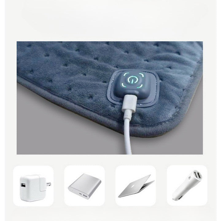 Perna Electrica cu Incalzire Rapida si Conexiune USB, Protectie Supraincalzire, Utilizare Mixta Oameni si Animale, Poliester, 40 x 45 cm, Albastru