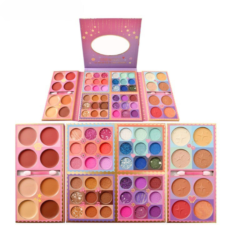 Kevin&Coco Trusa de Machiaj Profesionala, Paleta de Farduri de Ochi cu 52 Culori Pigmentate, Textura Mata Metalica si Sidefata, Nuante Nude si Colorate, 52 Nuante