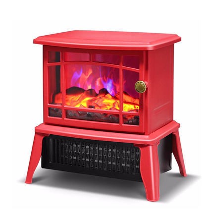 Semineu Electric Portabil, Aeroterma Ceramica 1500W, Efect Flacara 3D, Carcasa ABS Ignifuga, Protectie Supraincalzire, 2 Trepte Putere, 25 x 16 x 25 cm, Rosu