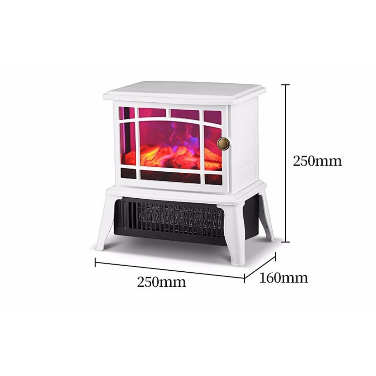 Semineu Electric cu Aeroterma Ceramica, Efect Flacara 3D, Carcasa ABS Ignifuga, Protectie Supraincalzire, 1500W, 25 x 16 x 25 cm, Alb