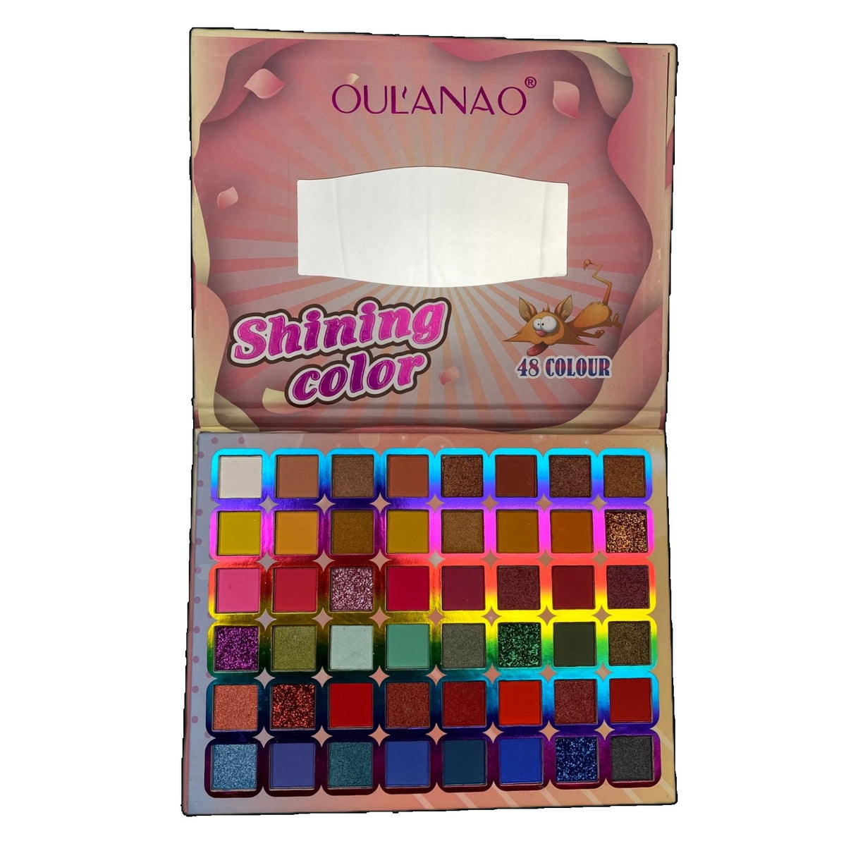 Trusa De Machiaj Shining, Paleta Farduri De Pleoape Cu 48 Culori Pigmentate, Textura Fina Cu Finish Mat, Metalic Si Sclipici, 48 Nuante Multi-Colorate