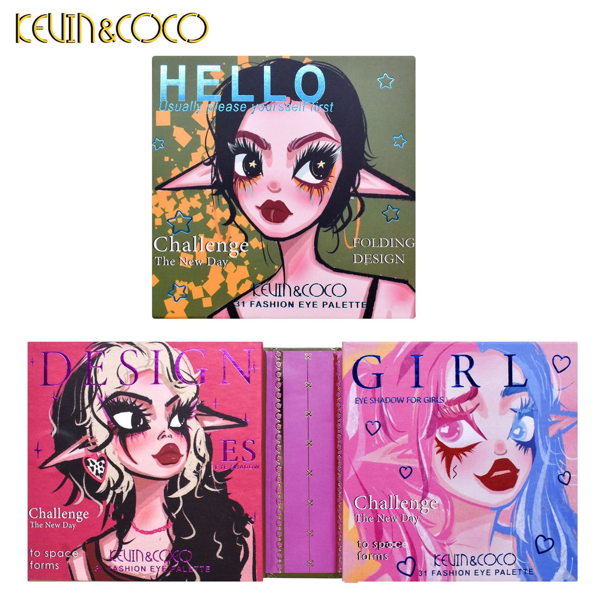 Paleta de Machiaj Kevin & Coco, Trusa Farduri de Pleoape cu 31 Culori Pigmentate, Textura Mata, Metalica si Glitter, Aplicare Uniforma, Multicolor