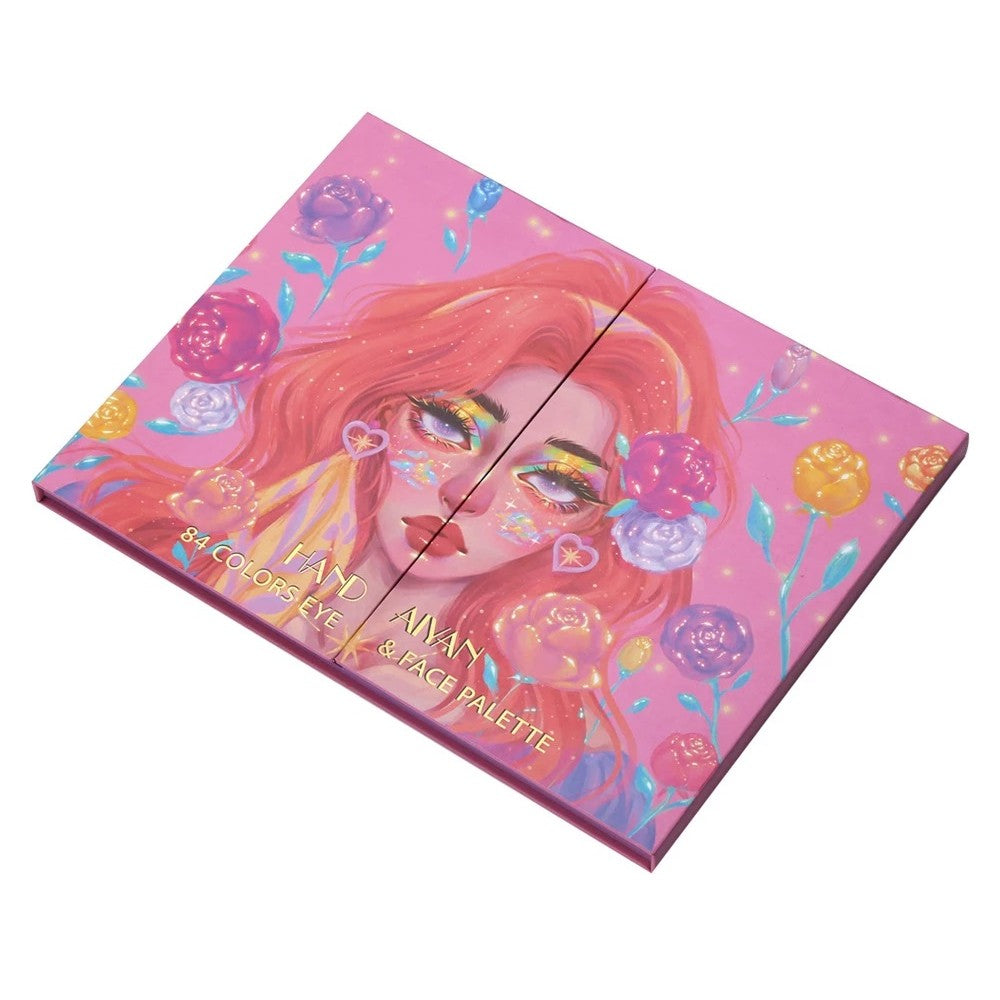 Handaiyan Trusa de Machiaj, Paleta de Farduri cu 84 Culori Pigmentate, Textura Fina cu Finish Mat, Metalic, Sidefat si Glitter, Multicolor