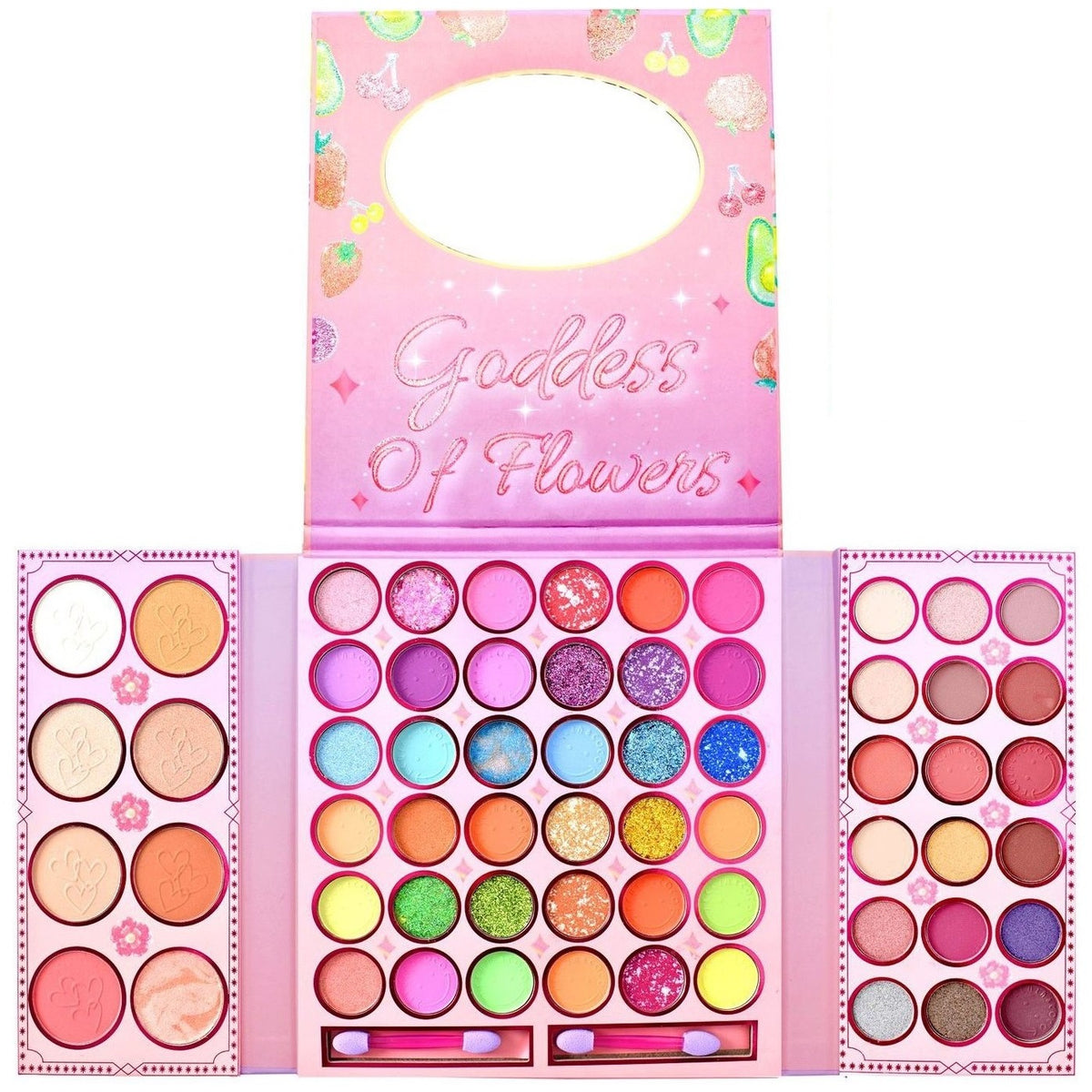 Kevin&Coco Trusa Machiaj Profesionala, Paleta Farduri de Pleoape si Iluminator, 62 Culori Pigmentate, Textura Mata, Metalica si Glitter, 62 Nuante Multi-Color