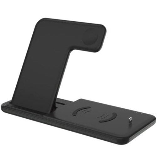 Incarcator Wireless Fast Charge 4 In 1, Statie Incarcare Rapida 15W, Design Pliabil, Compatibil iPhone, Apple Watch, Airpods, Samsung si Android, Negru