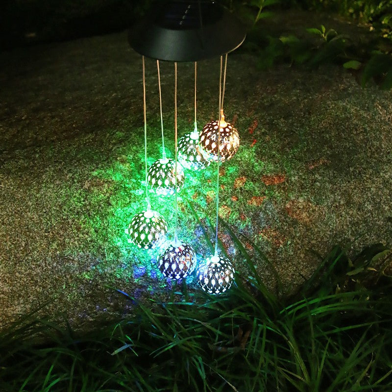 Lampa Solara de Gradina, Clopotei de Vant cu 6 LED-uri, Autonomie 8 Ore, ABS si Otel Inoxidabil, Alb Cald, 56.5 x 12.5 cm