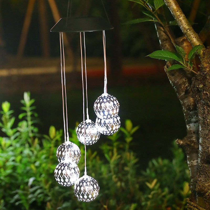 Lampa Solara de Gradina, Clopotei de Vant cu 6 LED-uri, Autonomie 8 Ore, ABS si Otel Inoxidabil, Alb Cald, 56.5 x 12.5 cm