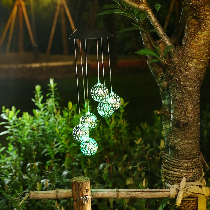 Lampa Solara de Gradina, Clopotei de Vant cu 6 LED-uri, Autonomie 8 Ore, ABS si Otel Inoxidabil, Alb Cald, 56.5 x 12.5 cm