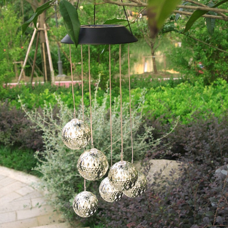 Lampa Solara de Gradina, Clopotei de Vant cu 6 LED-uri, Autonomie 8 Ore, ABS si Otel Inoxidabil, Alb Cald, 56.5 x 12.5 cm