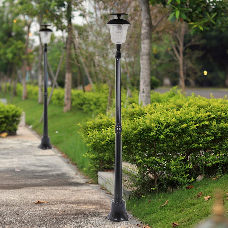 Lampa Solara Tip Stalp pentru Gradina, 12 LED-uri Puternice, Panou 2W, Baterie 2200mAh, Inox si ABS, Lumina Alba Calda