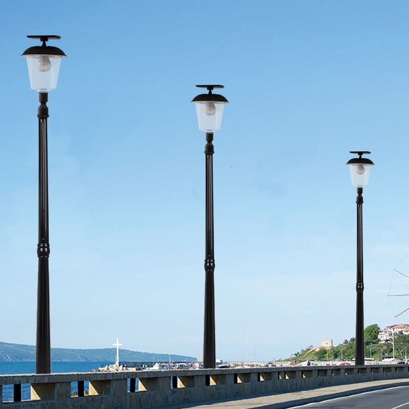 Lampa Solara Tip Stalp pentru Gradina, 12 LED-uri Puternice, Panou 2W, Baterie 2200mAh, Inox si ABS, Lumina Alba Calda