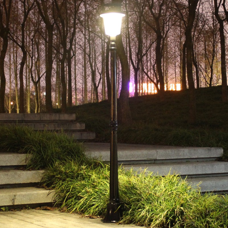 Lampa Solara Tip Stalp pentru Gradina, 12 LED-uri Puternice, Panou 2W, Baterie 2200mAh, Inox si ABS, Lumina Alba Calda