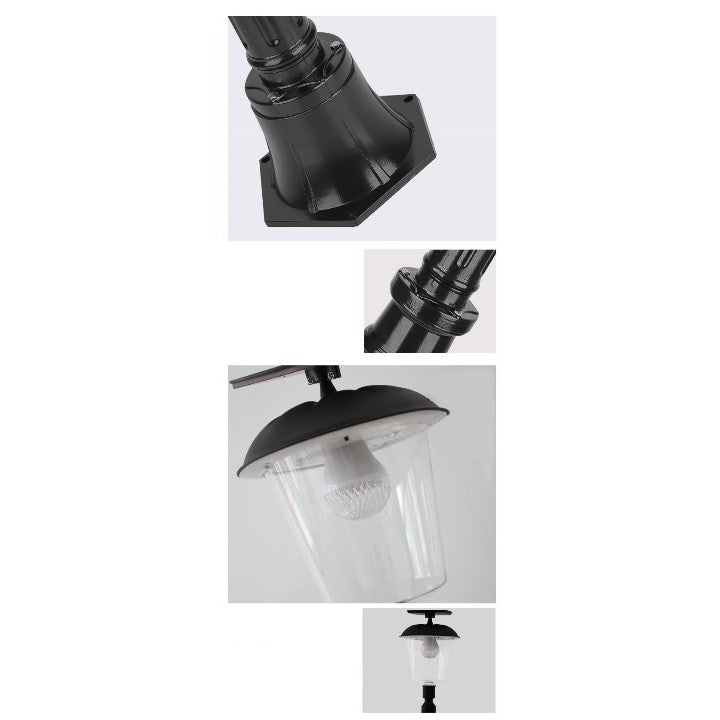 Lampa Solara Tip Stalp pentru Gradina, 12 LED-uri Puternice, Panou 2W, Baterie 2200mAh, Inox si ABS, Lumina Alba Calda