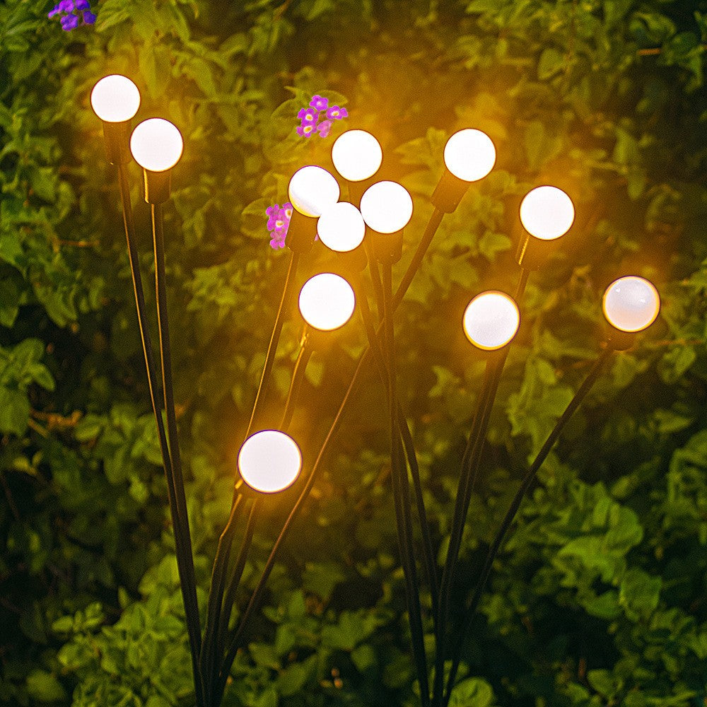 Lampa Solara Gradina Tip Licurici, Decoratiune cu 6 Bulbi LED Oscilanti, Acumulator 1200mAh, Plastic si Cupru, 75 cm, Alb Cald