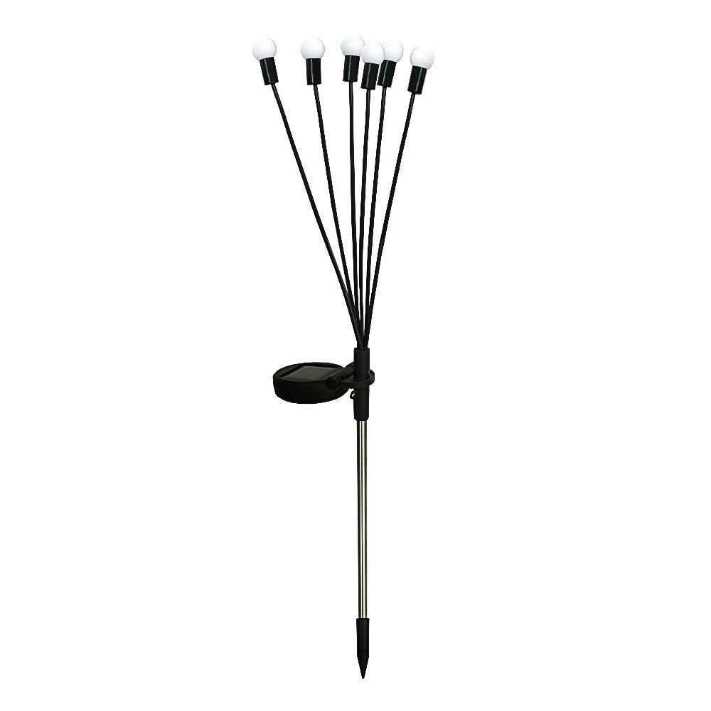 Lampa Solara Gradina Tip Licurici, Decoratiune cu 6 Bulbi LED Oscilanti, Acumulator 1200mAh, Plastic si Cupru, 75 cm, Alb Cald
