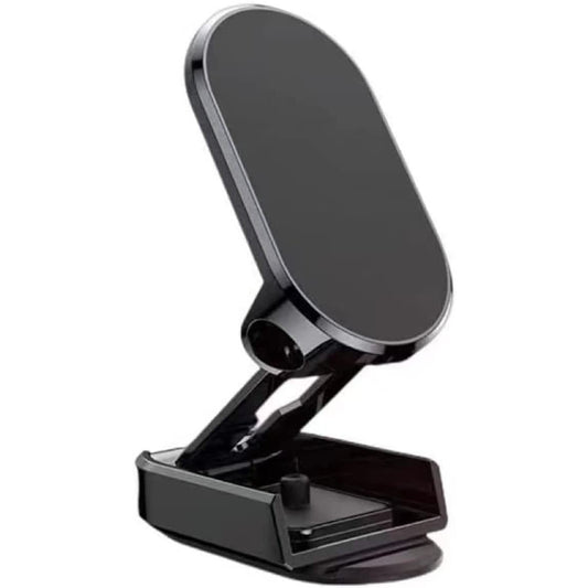 Suport Auto Magnetic Universal, Brat Pliabil si Retractabil, Rotire 360 Grade, Prindere cu Adeziv Nano, Metal si ABS, Negru