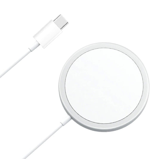 Incarcator Wireless Magnetic, Tehnologie MagSafe 15W, Incarcare Rapida Qi, Compatibil iPhone Seria 12, 13, 14, 15, AirPods, Material ABS si PC, Conector USB-C, Alb