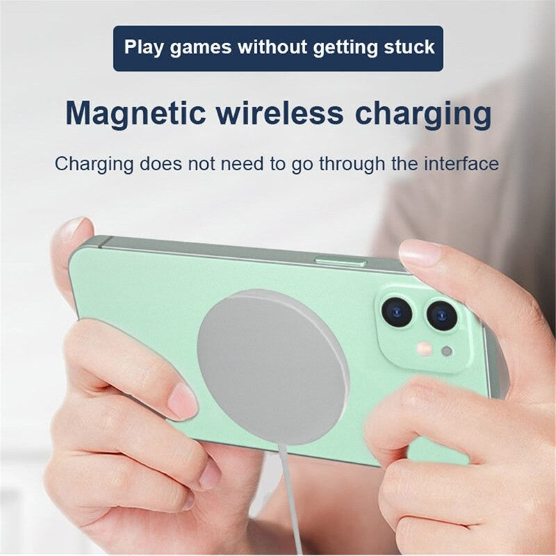 Incarcator Wireless Magnetic, Tehnologie MagSafe 15W, Incarcare Rapida Qi, Compatibil iPhone Seria 12, 13, 14, 15, AirPods, Material ABS si PC, Conector USB-C, Alb