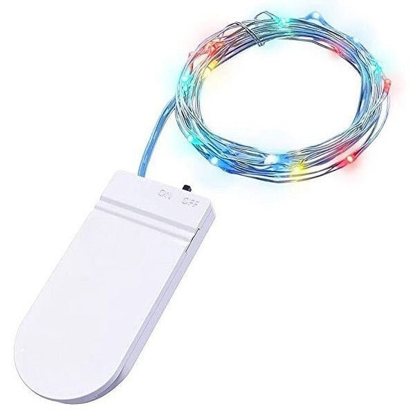 Instalatie Craciun Liniara cu 30 LED-uri, Fir din Cupru Flexibil, Functionare pe Baterii CR2032, Rezistenta la Inghet, Interior si Exterior, 3 m, Multicolor