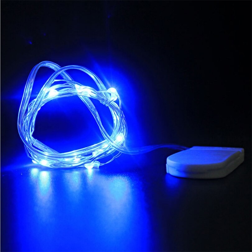 Instalatie Craciun Liniara, 10 LED-uri, Fir Cupru Flexibil cu Protectie Anti-inghet, Interior si Exterior, Alimentare Baterii CR2032, 1 m, Albastru