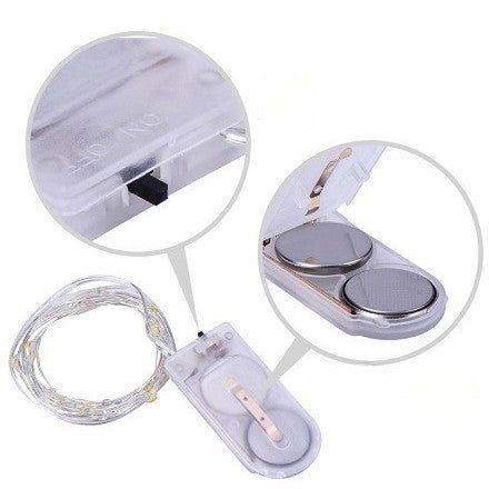 Instalatie Craciun Liniara, 20 LED-uri, Fir din Cupru Flexibil si Plastic Anti-Inghet, Alimentare pe Baterii CR2032, Utilizare Interior si Exterior, 2 m, Rosu