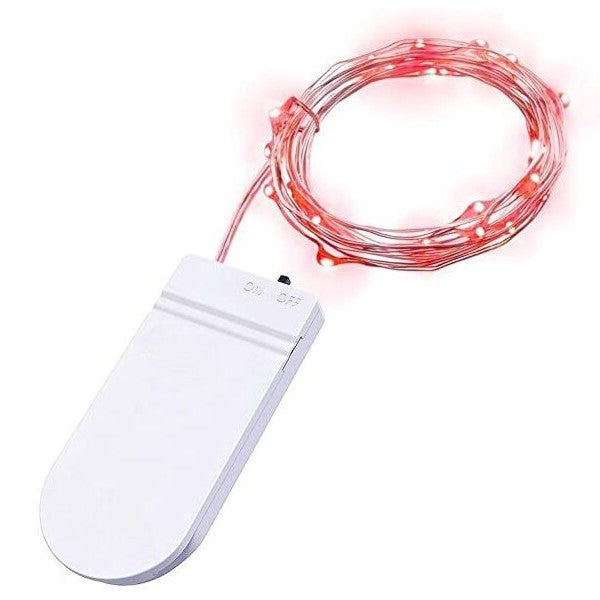 Instalatie Craciun Liniara, 20 LED-uri, Fir din Cupru Flexibil si Plastic Anti-Inghet, Alimentare pe Baterii CR2032, Utilizare Interior si Exterior, 2 m, Rosu