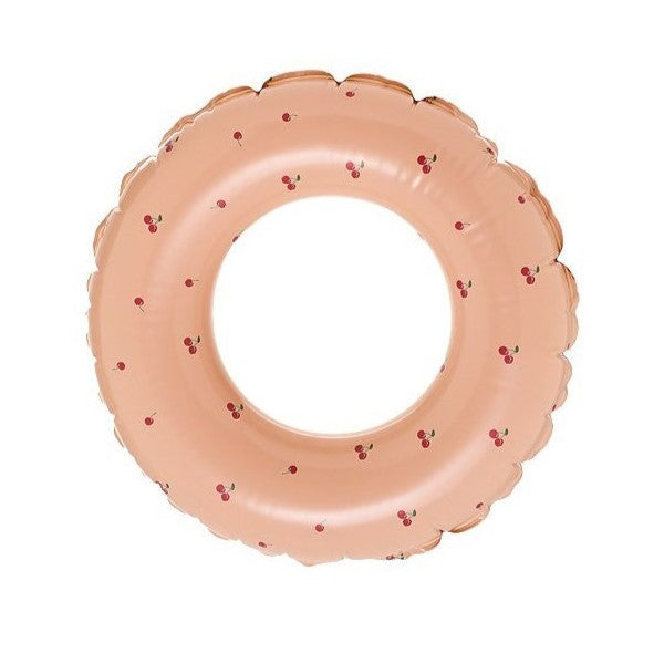 Colac De Inot Gonflabil Pentru Copii 10-15 Ani, Model Cu Cirese, Valva De Siguranta, Material PVC Rezistent, Portocaliu, Diametru 70 cm
