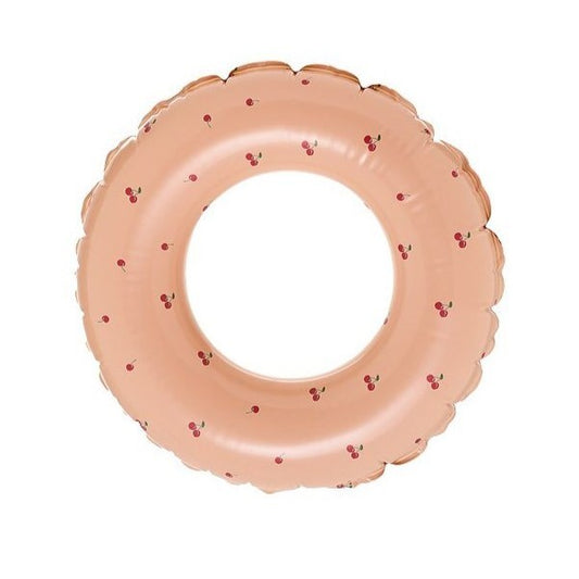 Colac De Inot Gonflabil Pentru Copii 10-15 Ani, Model Cu Cirese, Valva De Siguranta, Material PVC Rezistent, Portocaliu, Diametru 70 cm