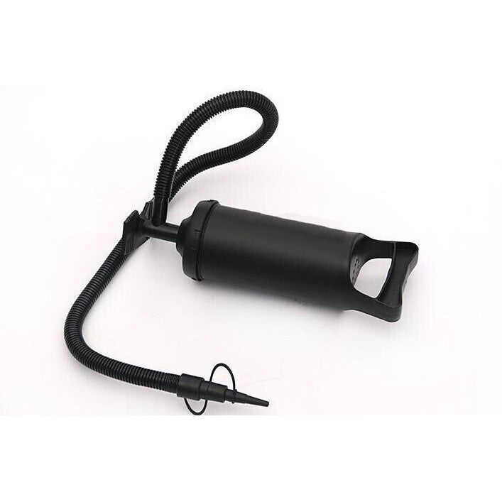 Pompa Manuala Pentru Umflat Saltele Si Obiecte Gonflabile, Flux de Aer Dublu Sens, Plastic Rezistent, Furtun Inclus, 3 Adaptori Dimensiuni Diferite, 30 cm, Negru