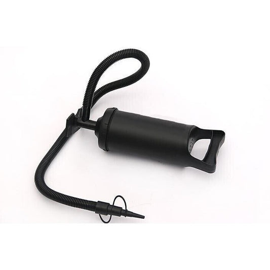 Pompa Manuala Pentru Umflat Saltele Si Obiecte Gonflabile, Flux de Aer Dublu Sens, Plastic Rezistent, Furtun Inclus, 3 Adaptori Dimensiuni Diferite, 30 cm, Negru
