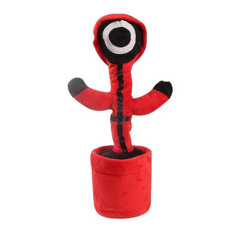 Jucarie Cactus Squid Game, Imita Canta si Danseaza, Plus Moale, 32 cm, Rosu/Negru