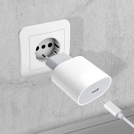 Incarcator Priza iPhone, Adaptor Alimentare Fast Charge 20W, Port USB-C, Tehnologie Adaptive Fast Charge, Material ABS, Alb