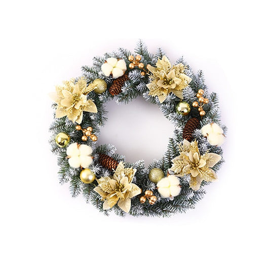 Coronita De Craciun Pentru Usa Sau Perete, Brad Artificial Decorat Cu Conuri, Globuri Si Flori, Diametru 50 cm, Multicolor