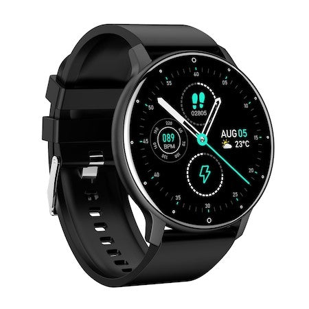 Ceas Smartwatch si Bratara Fitness Fippy ZL02D, Monitorizare Ritm Cardiac si Oxigen, Notificari Apeluri, Waterproof IP67, Bluetooth 5.0, Compatibil Android si iOS, Carcasa Aluminiu, Curea Silicon, Negru