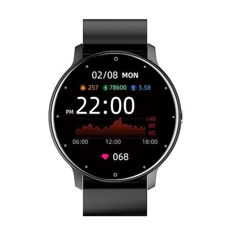 Ceas Smartwatch si Bratara Fitness Fippy ZL02D, Monitorizare Ritm Cardiac si Oxigen, Notificari Apeluri, Waterproof IP67, Bluetooth 5.0, Compatibil Android si iOS, Carcasa Aluminiu, Curea Silicon, Negru