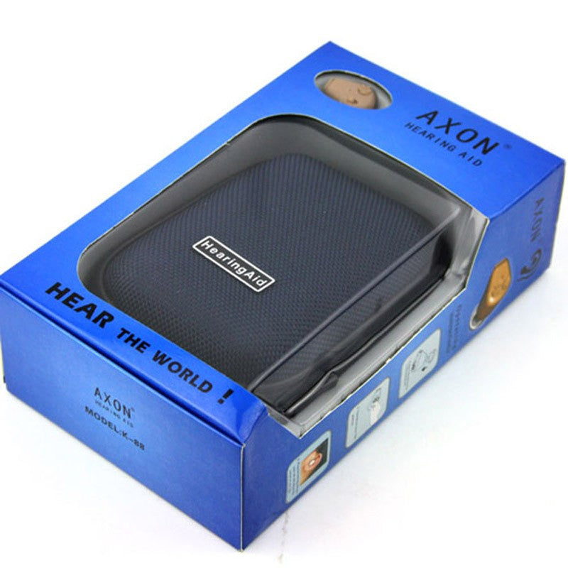Axon Aparat Auditiv Reincarcabil, Amplificator de Sunet Intraauricular cu Reducere Zgomot, Digital, Acumulator Li-ion, Bej, 4 Dopuri Incluse